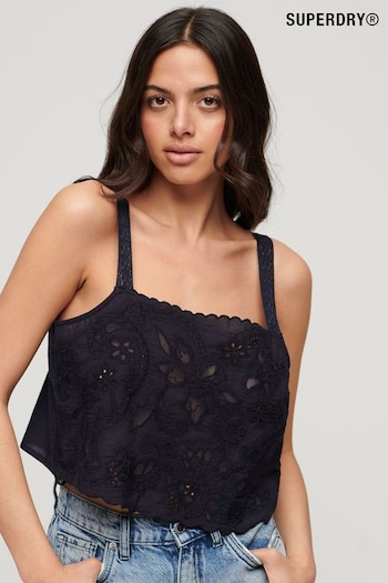 Superdry Blue Ibiza Embroidered Cami Top (N11316) | £40