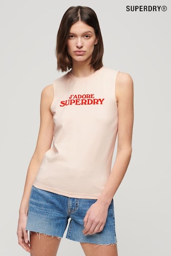 Superdry Pink Sport Luxe Graphic Fitted Tank Top (N11322) | £25