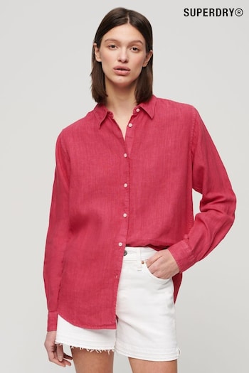 Superdry Pink Casual Linen Boyfriend Shirt (N11330) | £65