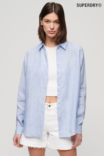 Superdry Blue Casual Linen Boyfriend Shirt (N11331) | £65