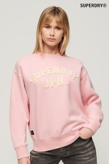 Superdry Pink Applique Athletic Loose Sweatshirt (N11338) | £50