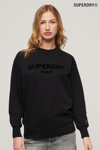 Superdry Black Sport Luxe Loose Crew Sweatshirt (N11340) | £50