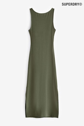 Superdry Green Jersey Twist Back Midi Glitter-Optik Dress (N11348) | £45