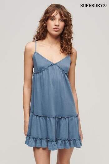 Superdry Blue Jersey Tiered Cami Mini Dress (N11375) | £45