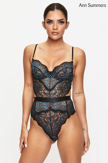 Ann Summers Hold Me Tight Two Tone Lace Black/Blue Body (N11383) | £32