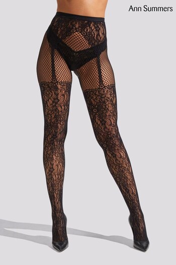 Ann Summers Gothic Lace Mock Suspender Black Tights (N11394) | £12