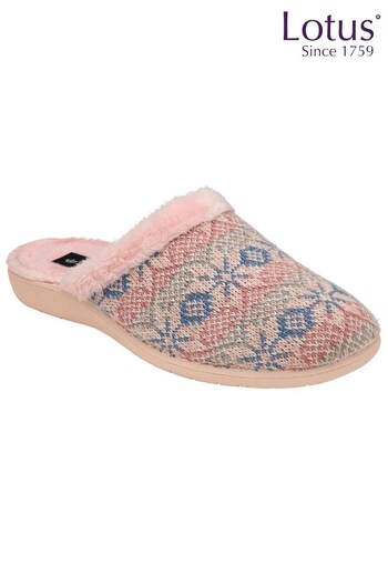 Lotus Pink Flat Mule Slippers (N11415) | £35