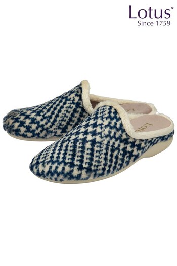 Lotus Blue Textile Mule Slippers (N11424) | £35