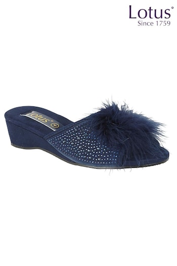 Lotus Blue Mule Wedge Slippers (N11425) | £37