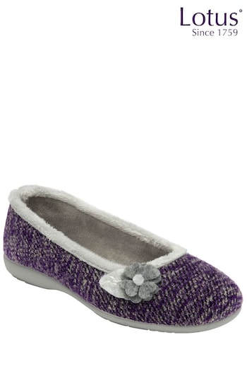 Lotus Purple Textile Ballerina Slippers (N11426) | £35
