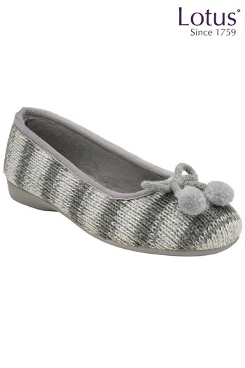 Lotus Grey Flat Ballerina Slippers (N11450) | £35