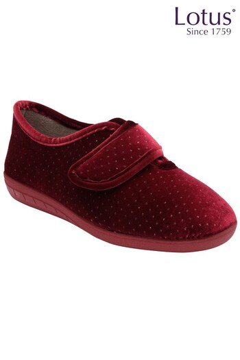 Lotus Red Velour Shoe Slippers (N11453) | £35