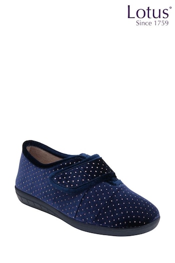 Lotus Blue Velour Shoe Slippers (N11454) | £35