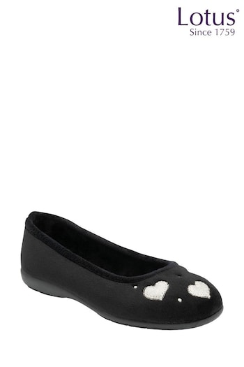 Lotus Black Textile Ballerina Slippers (N11464) | £35