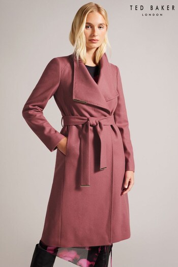 Ted Baker Rose Pink Mid Length Wool Wrap Coat (N11518) | £325