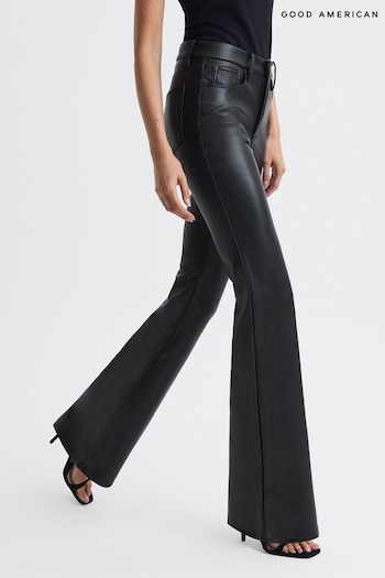 Good American Faux Leather Flared Trousers (N11559) | £176