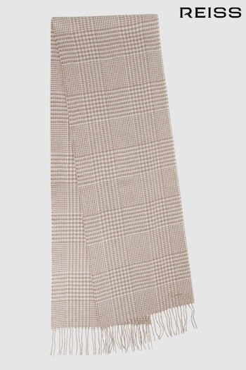 Reiss Oatmeal Jack Wool-Cashmere Check Scarf (N11577) | £68