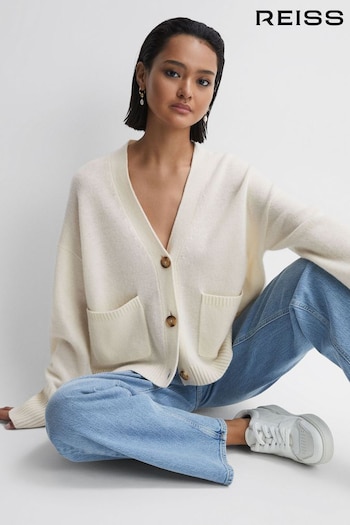 Reiss Ivory Juni Relaxed Wool-Cashmere Cardigan (N11620) | £148