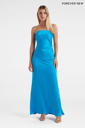 Forever New Blue Avery Satin Strapless Dress (N11665) | £100