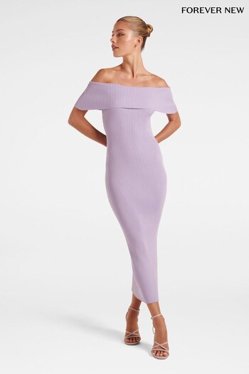 Forever New Purple Naomi Bardot Column Knit Dress (N11756) | £80