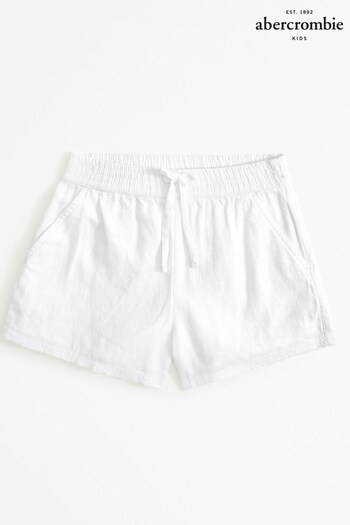 Abercrombie & Fitch Elasticated Waist Linen White Shorts (N11776) | £20
