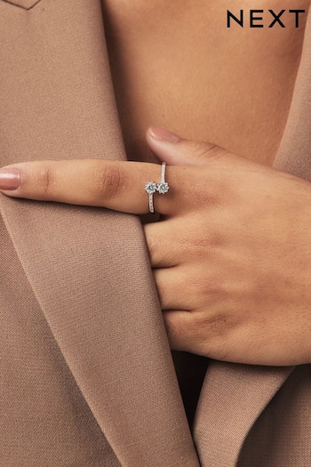 Sterling Silver Cross Over Sparkle Ring (N11790) | £14