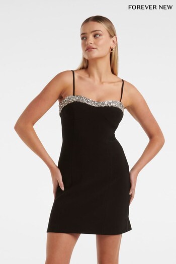 Forever New Black Ella Diamante Panel Corset Mini Dress (N11900) | £120