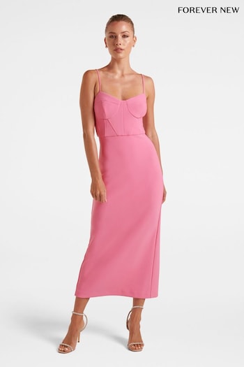 Forever New Pink Elsa Corset Bodycon Midi Dress (N11923) | £100