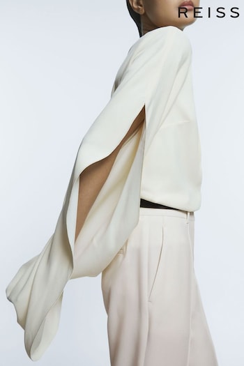 Atelier Cream Italian Fabric Drape Back Cape Style Top (N11977) | £325