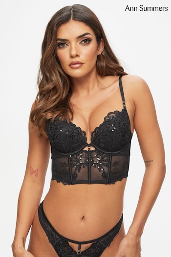 Ann Summers The Icon Embroidered Padded Corset Black Bustier (N11979) | £45