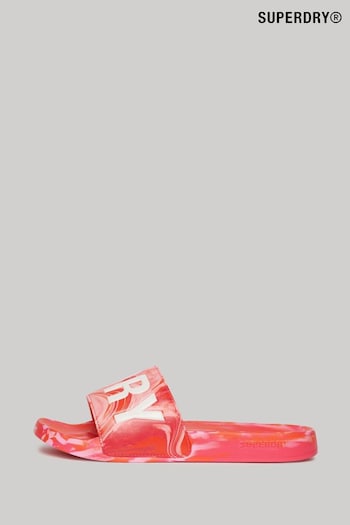 Superdry Pink Marble Vegan Pool Sliders (N12017) | £25