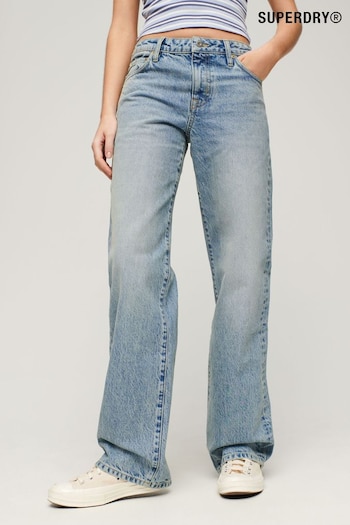 Superdry Blue Mid Rise Wide Leg kamali Jeans (N12029) | £65