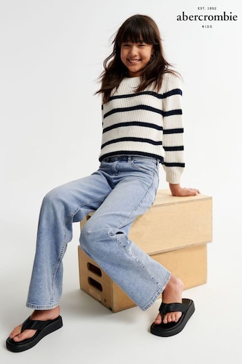Abercrombie & Fitch Blue High Rise Wide Leg Denim Jeans Dots (N12186) | £49