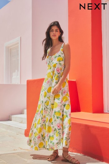midi Lemon Print Midi Summer Dress (N12226) | £45