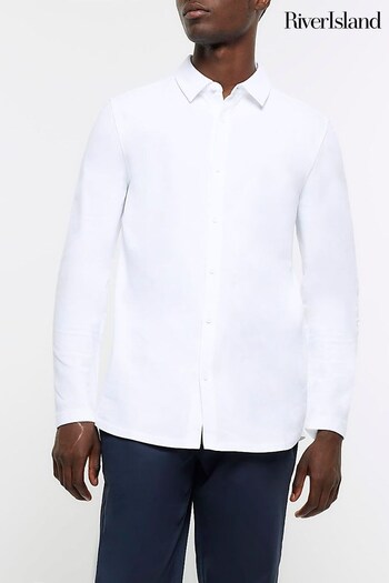 River Island White Pique Jersey Shirt (N12254) | £20