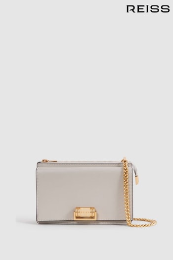 Reiss Grey Picton Leather Chain Crossbody Bag (N12404) | £158