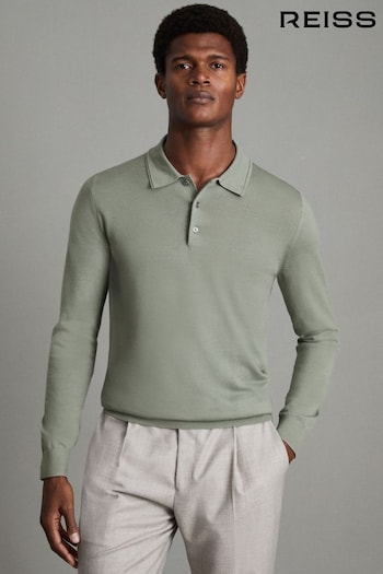 Reiss Pistachio Trafford Merino Wool pouches Polo Shirt (N12413) | £98