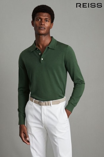 Reiss Hunting Green Trafford Merino Wool Polo Shirt (N12414) | £68