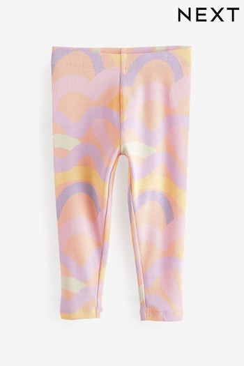 Peach Pink Rainbow Rib Jersey Leggings hybrid (3mths-7yrs) (N12453) | £5 - £7