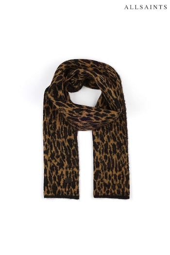 AllSaints Animal Leopard Print Brushed Knit Scarf (N12490) | £109
