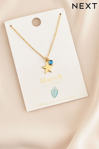 Gold Tone March Birthstone Necklace (N12567) | £6