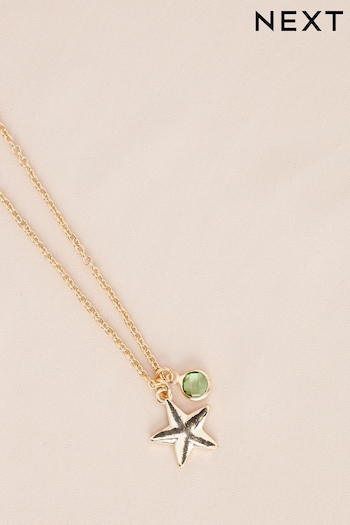 Gold Tone August Birthstone Necklace (N12572) | £6
