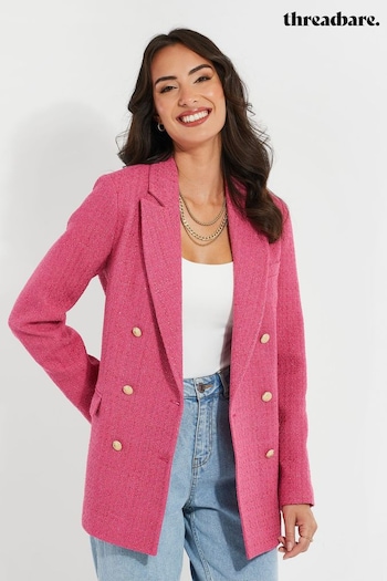 Threadbare Pink Double Breasted Boucle Blazer (N12594) | £48