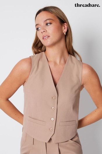 Threadbare Brown Fitted Tailored Waistcoat (N12623) | £34