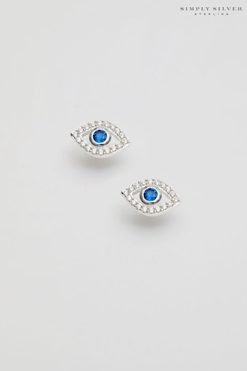 Simply Silver Silver Tone Evil Eye Stud Earrings (N12644) | £20