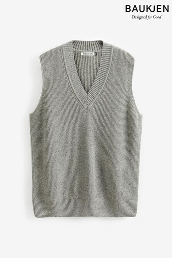 Baukjen Grey Katalina Recycled Wool Knitted Vest (N12677) | £129