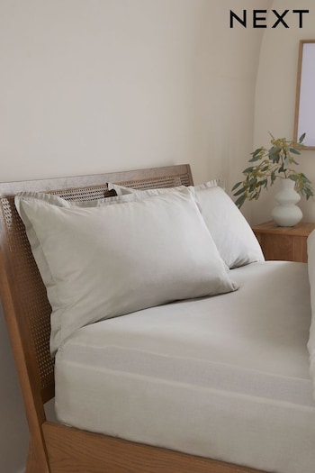 Grey Deep Fitted 100% Washed Cotton Deep Fitted Sheet (N12681) | £16 - £26