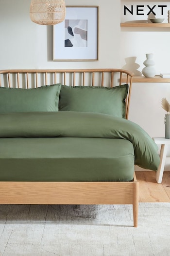 Green Deep Fitted 100% Washed Cotton Deep Fitted Sheet (N12686) | £16 - £26