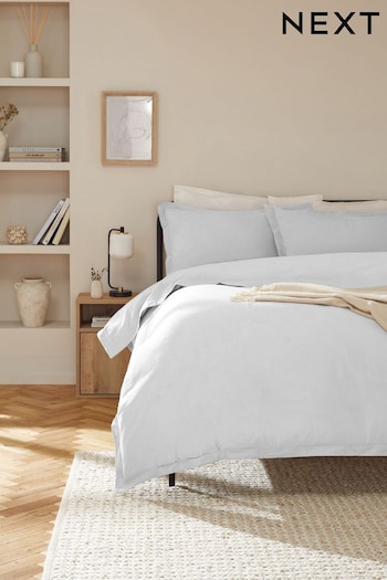 Grey 100% Washed Cotton Duvet Cover and Pillowcase Set (N12689) | £25 - £55