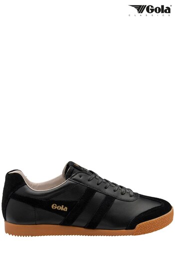 Gola Black Mens Harrier 001 Leather Lace-Up Trainers (N12812) | £95